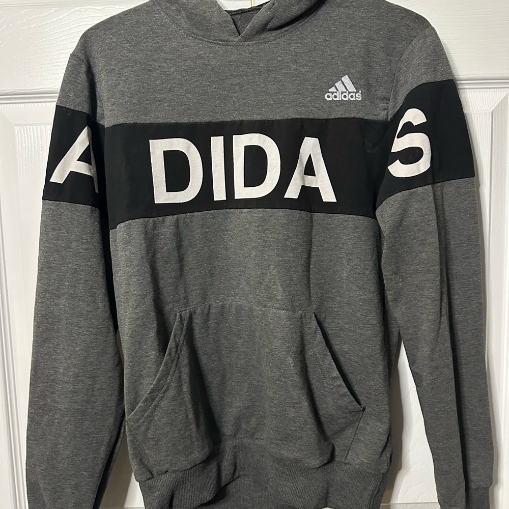 Adidas Gray and Black Men's Hoodie